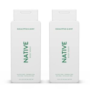 Native Body Wash Natural Body Wash for Women, Men | Sulfate Free, Paraben Free, Dye Free, with Naturally Derived Clean Ingredients Leaving Skin Soft and Hydrating, Eucalyptus & Mint 18 oz - 2 Pk