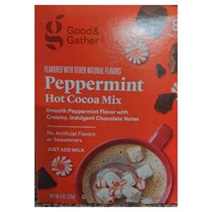 good & gather peppermint hot cocoa mix! peppermint flavored hot cocoa! made with premium cocoa for a rich and satisfying taste! choose your flavor! (peppermint)