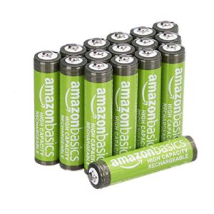 amazon basics 16-pack aaa high-capacity 850 mah rechargeable batteries, pre-charged, recharge up to 500x