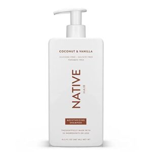 Native Coconut & Vanilla Moisturizing Vegan Shampoo, Clean, Sulfate, Paraben and Silicone Free - 16.5 fl oz