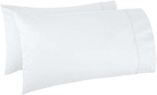Amazon Basics 400 Thread Count Cotton Pillow Cases - Standard, Set of 2, White