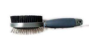 sharper image dog brush pet grooming tools -pet brush cat brush 2 sided bristle grooming brush long & short hair tangled hair removing shedding loose undercoat fur – all breeds (french grey)