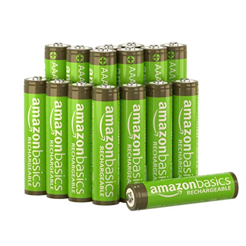 Amazon Basics 16-Pack AAA Performance 800 mAh Rechargeable Batteries, Pre-Charged, Recharge up to 1000x