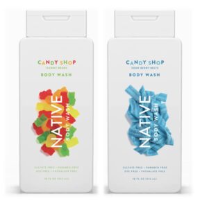 native candy shop limited edition body wash set | sulfate free, paraben free, & dye free, 18 oz each, pack of 2 (gummy bears/sour berry belts)