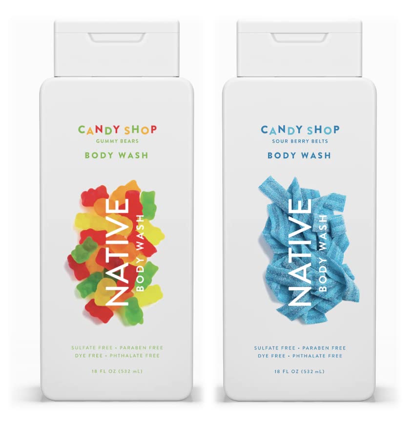 Native Candy Shop Limited Edition Body Wash Set | Sulfate Free, Paraben Free, & Dye Free, 18 oz each, Pack of 2 (Gummy Bears/Sour Berry Belts)