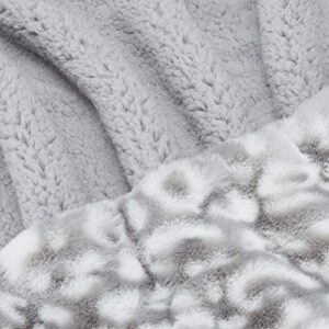 Amazon Basics Fuzzy Faux Fur Sherpa Blanket, Full/Queen, 90"x92" - Gray Snow Leopard