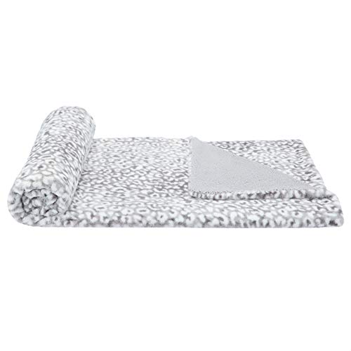 Amazon Basics Fuzzy Faux Fur Sherpa Blanket, Full/Queen, 90"x92" - Gray Snow Leopard