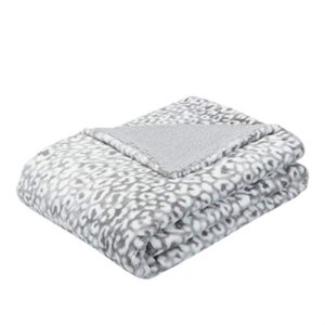 Amazon Basics Fuzzy Faux Fur Sherpa Blanket, Full/Queen, 90"x92" - Gray Snow Leopard