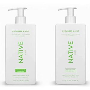 Native Shampoo and Conditioner Set | Sulfate Free, Paraben Free, Dye Free, with Naturally Derived Clean Ingredients | 16.5 oz (Cucumber & Mint, Volumizing), 2, 33.0 Ounces Total
