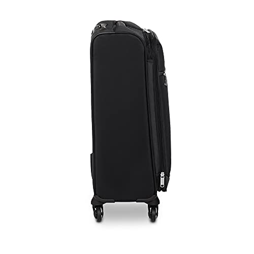 Amazon Basics 3 Piece Softside Carry-On Spinner Luggage Suitcase Set -Telescoping Handles, Black