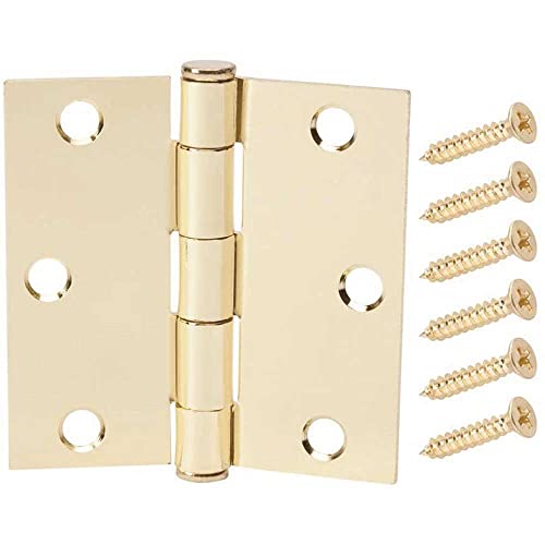 Everbilt 3 in. Satin Brass Square Corner Door Hinge