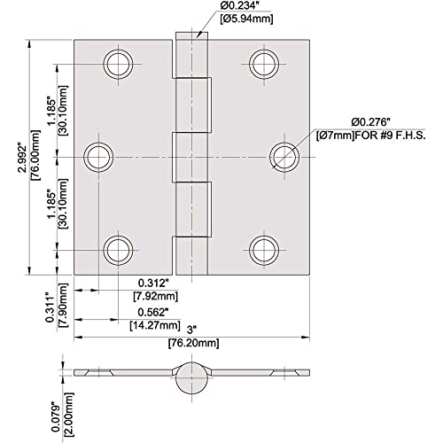 Everbilt 3 in. Satin Brass Square Corner Door Hinge