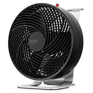 sharper image go 9 rechargeable portable fan with stand, 3 speeds, adjustable head tilt, black