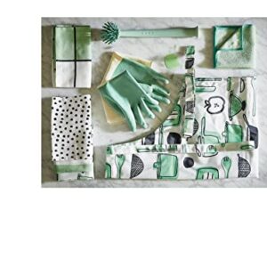 IKEA RINNIG Set of 4 Tea Towels Dish Towel Green White Pack Patterned Design