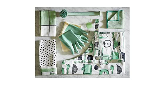 IKEA RINNIG Set of 4 Tea Towels Dish Towel Green White Pack Patterned Design