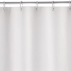 Amazon Basics Water Resistant 8-Gauge PEVA Shower Curtain Liner with Bottom Magnets and Plastic Shower Hooks - 72" x 72", White