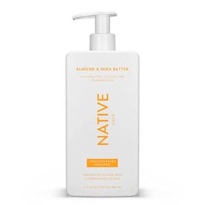 native vegan strengthening shampoo with almond & shea butter, clean, sulfate, paraben and silicone free – 16.5 fl oz