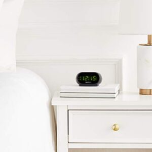 Amazon Basics Small Digital Alarm Clock with LED Display, Nightlight and Battery Backup - 4.5 x 3.5 x 2.4 Inches