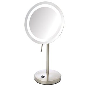 Sharper Image JRT950NL Slimline LED Lighted Tabletop 8X Magnification Mirror, Nickel