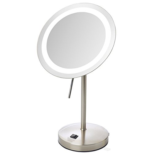 Sharper Image JRT950NL Slimline LED Lighted Tabletop 8X Magnification Mirror, Nickel