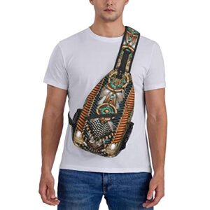 ASYG Native American Art Indian Sling Backpack Cute Chest Bags Crossbody Retro Shoulder Bag for Men Women Boys Girls