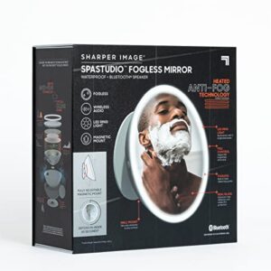 Sharper Image SPASTUDIO Waterproof Fogless Shower Mirror Bluetooth Speaker