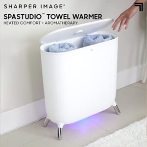 Sharper Image SpaStudio Towel Warmer, Heated Comfort + Aromatherapy, Large Capacity, Warms 3 Towels, Bath Sheets, Bath Robe, Auto Shutoff, Quick Heating, Essential Oil Diffuser Discs