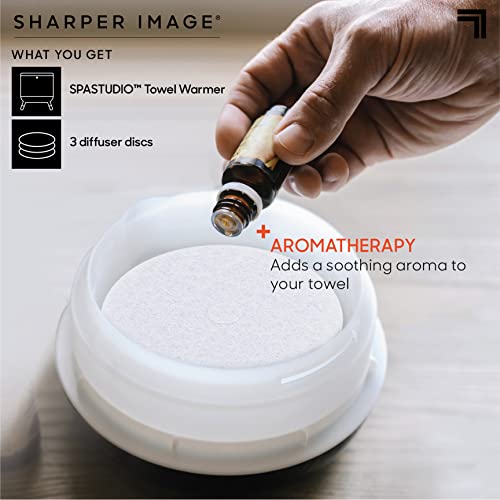 Sharper Image SpaStudio Towel Warmer, Heated Comfort + Aromatherapy, Large Capacity, Warms 3 Towels, Bath Sheets, Bath Robe, Auto Shutoff, Quick Heating, Essential Oil Diffuser Discs