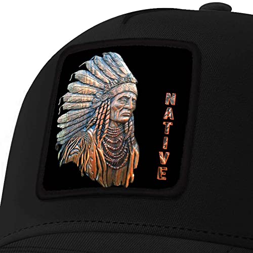 Asvance Native American Embroidered Trucker Hat, Indians Wild Wolf, Adjustable Fit Unisex Cap, Breathable Mesh Back