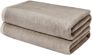 amazon basics quick-dry bath sheet 100% cotton – 2-pack, platinum