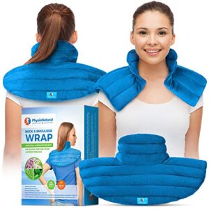 weighted neck and shoulder wrap – instant relief for tension and stress, migraines, headaches, aches, spasms, arthritis, stiffness – deep, penetrating muscle relaxation with herbal aromatherapy