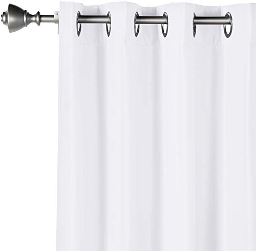 Amazon Basics Room Darkening Blackout Window Curtains with Grommets - 52 x 84-Inch, White, 2 Panels