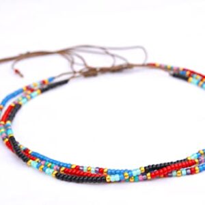 Beaded Choker Necklace for women and Teen Girls, Boho Bohemian Hippie Adjustable Colorful Seed Beads Necklace, Handmade Native American Western Style Jewelry by TRIBES (Turquoise)