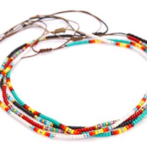 Beaded Choker Necklace for women and Teen Girls, Boho Bohemian Hippie Adjustable Colorful Seed Beads Necklace, Handmade Native American Western Style Jewelry by TRIBES (Turquoise)