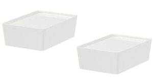 i-k-e-a kuggis box with lid, small stackable storage container, white 7×10 ¼x3 ¼ “