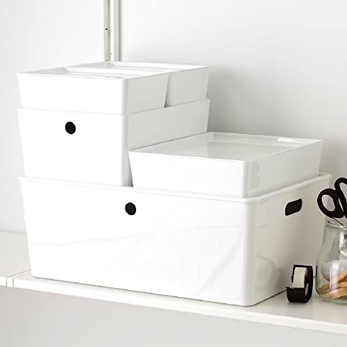 I-K-E-A KUGGIS Box with Lid, Small Stackable Storage Container, White 7x10 ¼x3 ¼ "