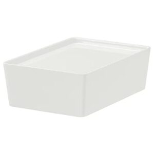 I-K-E-A KUGGIS Box with Lid, Small Stackable Storage Container, White 7x10 ¼x3 ¼ "