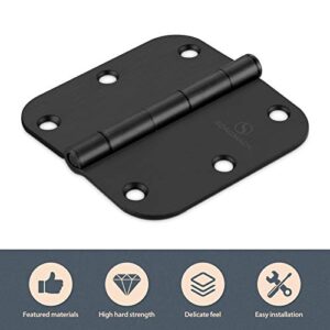 Door Hinges Matte Black 3.5 Inch Interior Hinges 5/8" Radius - 18 Pack