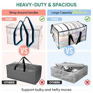 BALEINE 8-Pack Oversized Moving Bags with Reinforced Handles, Heavy-Duty Storage Tote for Clothes, Moving Supplies (Clear, 8-Pack)