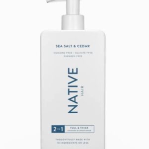 Native Sea Salt & Cedar 2-in-1 Shampoo and Conditioner, Full & Thick |Sulfate Free, Paraben Free, Dye Free, with Naturally Derived Clean Ingredients| 16.5 oz