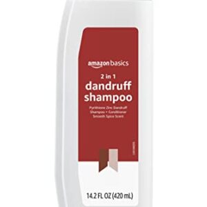 Amazon Basics 2-in-1 Dandruff Shampoo and Conditioner for Men, Smooth Spice Scent, 14.2 Fluid Ounces, Pack of 6