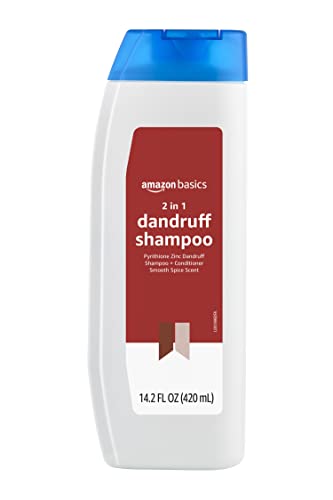 Amazon Basics 2-in-1 Dandruff Shampoo and Conditioner for Men, Smooth Spice Scent, 14.2 Fluid Ounces, Pack of 6