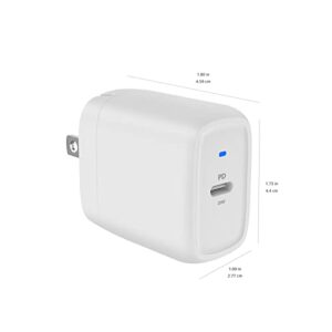 Amazon Basics 20W One-Port USB-C Wall Charger with Power Delivery PD for Tablets & Phones (iPhone 14/13/12/11/X, iPad, Samsung)-White (non-PPS)
