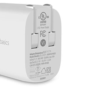 Amazon Basics 20W One-Port USB-C Wall Charger with Power Delivery PD for Tablets & Phones (iPhone 14/13/12/11/X, iPad, Samsung)-White (non-PPS)