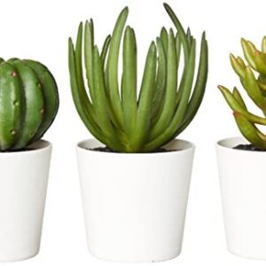 Amazon Basics Artificial Mini Succulent Fake Indoor Plants with Plastic Planter Pots, 3 Pack