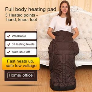 Heated Full Body Wraps, Woolala Electric Heating Pad Knee Hands Foot Warmer for Pain Relief, 6 Adjustable Temperature Levels/Auto Shut Off/Washable (Gray)