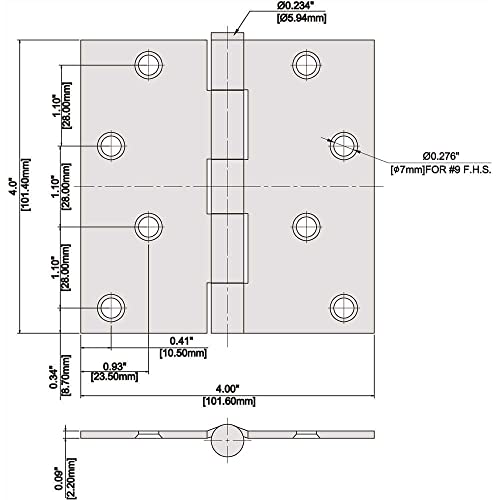 Everbilt 4 in. Satin Brass Square Corner Door Hinge