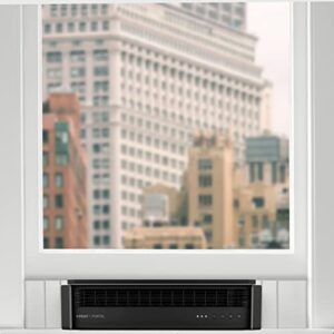 Sharper Image PORTAL Window Fan with 3 Speeds, Reversible Exhaust Mode, Weather Resistant, Black