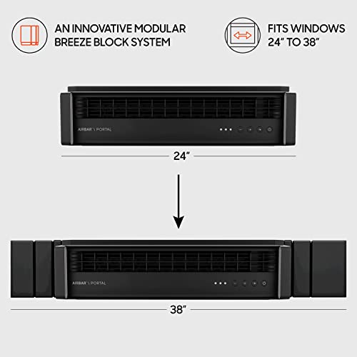 Sharper Image PORTAL Window Fan with 3 Speeds, Reversible Exhaust Mode, Weather Resistant, Black