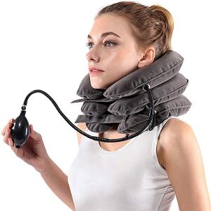 s cervical neck traction device for instant neck pain relief – inflatable & adjustable neck stretcher neck support brace, best neck traction pillow for home use neck decompression